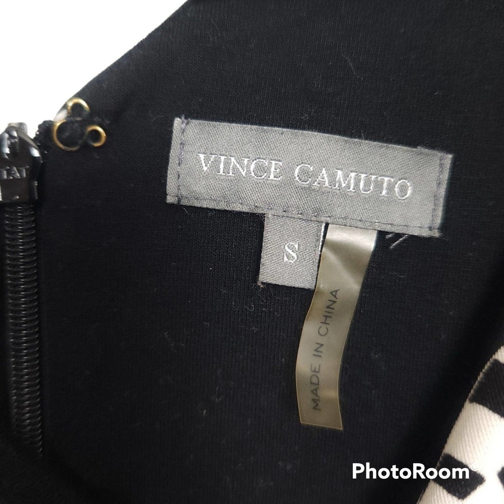 Vince Camuto Checkered Leaf Print Scuba Dress - Picture 3 of 5